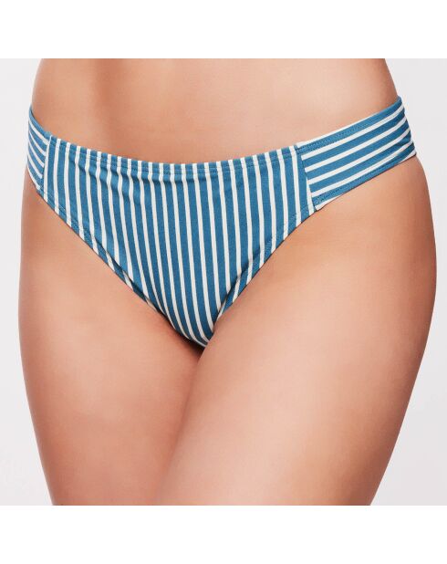 Bas de maillot Edna à rayures bleu lagune/écru