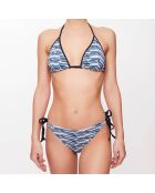 Maillot 2 pièces triangle Hélène à rayures bleu marine/gris