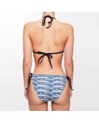 Maillot 2 pièces triangle Hélène à rayures bleu marine/gris