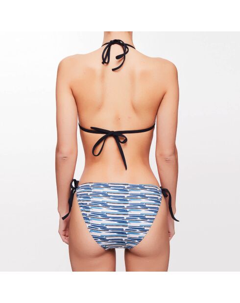 Maillot 2 pièces triangle Hélène à rayures bleu marine/gris