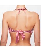 Haut de maillot bandeau Lola à rayures  rubis/écru