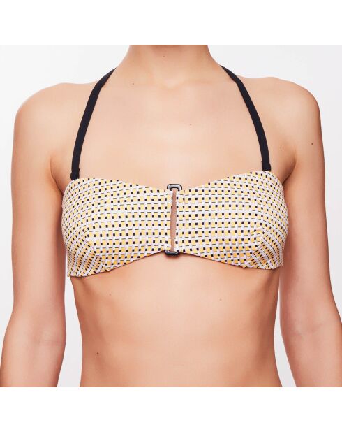 Haut de maillot bandeau Leah à carreaux jaune/gris