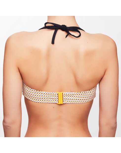 Haut de maillot bandeau Leah à carreaux jaune/gris