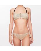 Haut de maillot bandeau Leah à carreaux jaune/gris