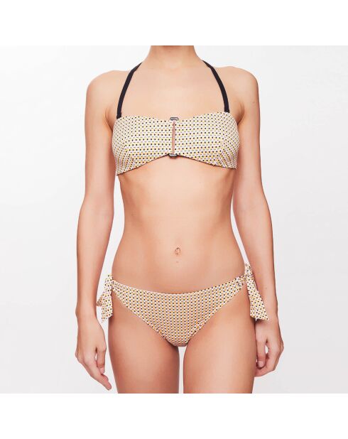 Haut de maillot bandeau Leah à carreaux jaune/gris