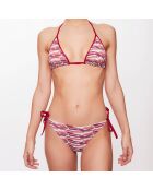 Maillot 2 pièces triangle Hélène à rayures framboise/orange