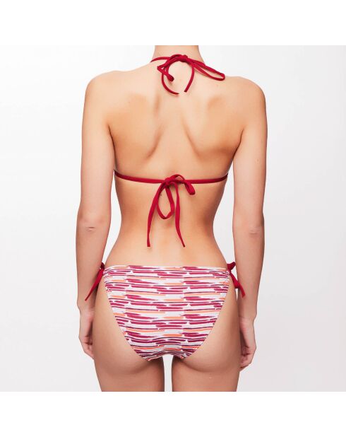 Maillot 2 pièces triangle Hélène à rayures framboise/orange