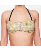Haut de maillot bandeau Leah à carreaux vert anis/gris