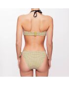 Haut de maillot bandeau Leah à carreaux vert anis/gris