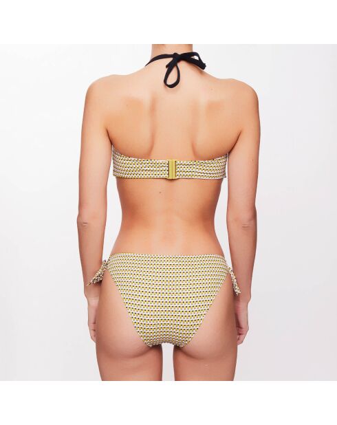Haut de maillot bandeau Leah à carreaux vert anis/gris