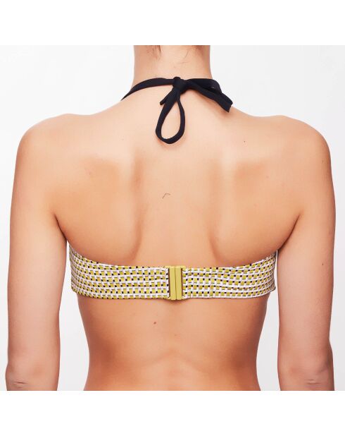 Haut de maillot bandeau Leah à carreaux vert anis/gris