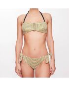Haut de maillot bandeau Leah à carreaux vert anis/gris