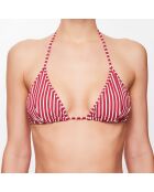 Maillot 2 pièces triangle Solenne à rayures rubis/écru
