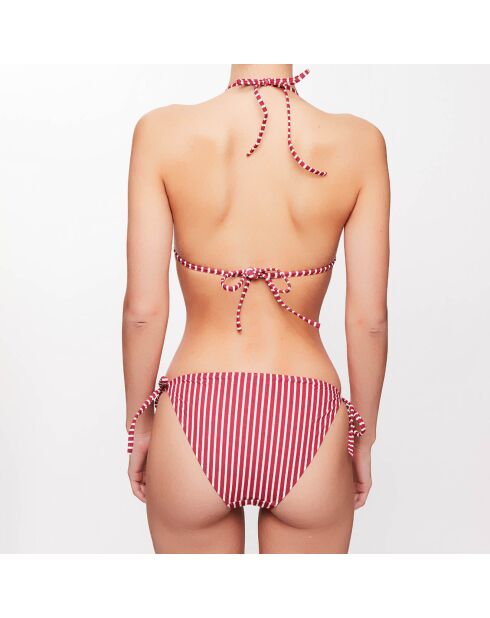 Maillot 2 pièces triangle Solenne à rayures rubis/écru