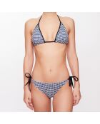 Maillot 2 pièces triangle Naelya à carreaux bleu/noir/blanc