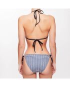 Maillot 2 pièces triangle Naelya à carreaux bleu/noir/blanc