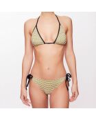 Maillot 2 pièces triangle Naelya à carreaux vert anis/gris