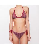 Maillot 2 pièces triangle Mylène à rayures  framboise/blanc