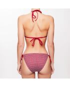 Maillot 2 pièces triangle Mylène à rayures  framboise/blanc