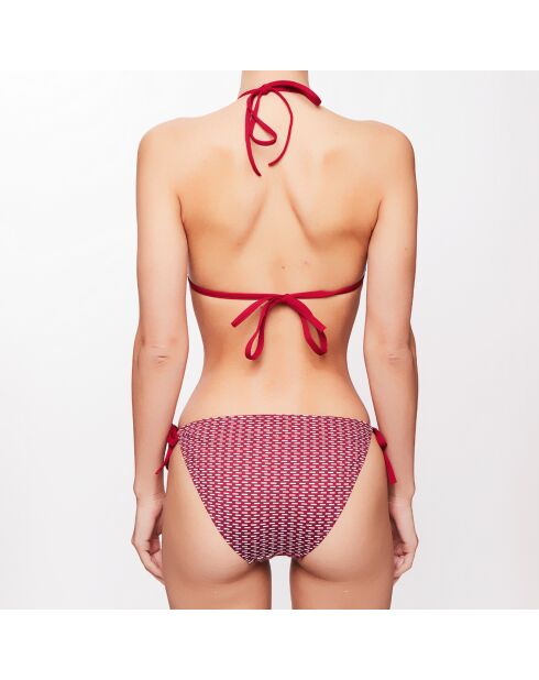 Maillot 2 pièces triangle Mylène à rayures  framboise/blanc