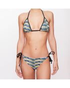 Maillot 2 pièces triangle Hélène à rayures vert anis/vert sapin