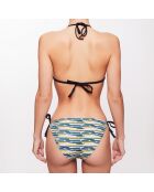 Maillot 2 pièces triangle Hélène à rayures vert anis/vert sapin