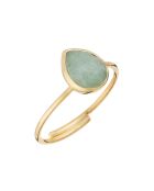 Bague ajustable Elena Aventurine verte en laiton doré