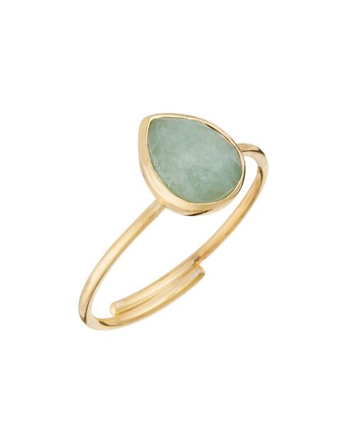 Bague ajustable Elena Aventurine verte en laiton doré