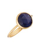 Bague ajustable Stefania Cyanite bleue en laiton doré