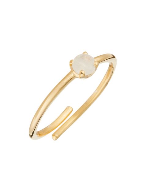 Bague ajustable Petra Pierre de Lune en laiton doré