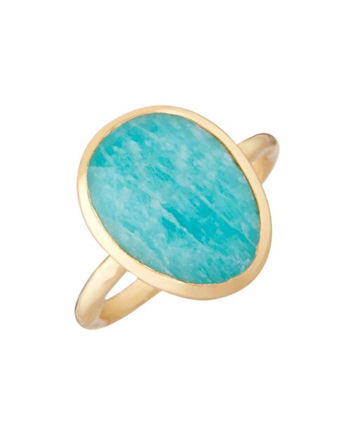 Bague ajustable Iris Amazonite en laiton doré