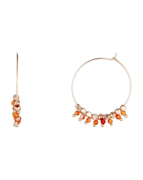 Boucles d'oreilles créoles Virgo Agate en laiton doré