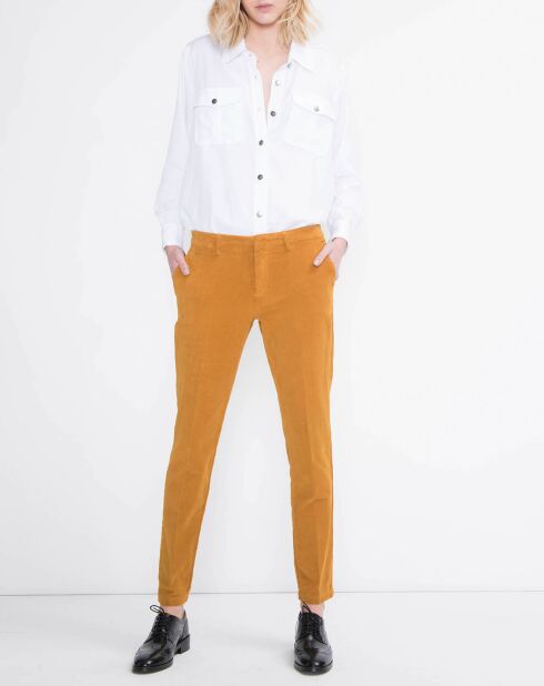 Pantalon Cigarette Lizzy velours pain d'épice