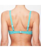 Haut de maillot triangle Julia à rayures turquoise/écru