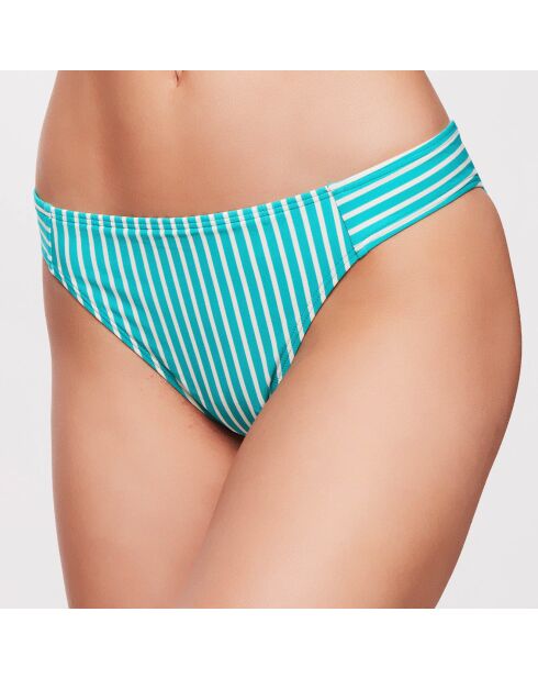 Bas de maillot Edna à rayures  turquoise/écru