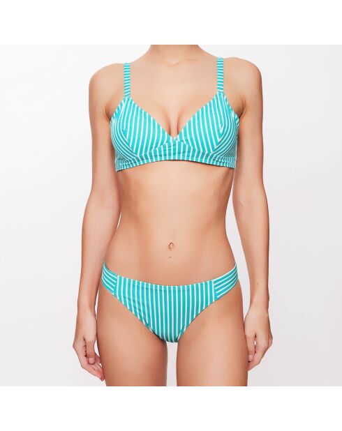 Bas de maillot Edna à rayures  turquoise/écru