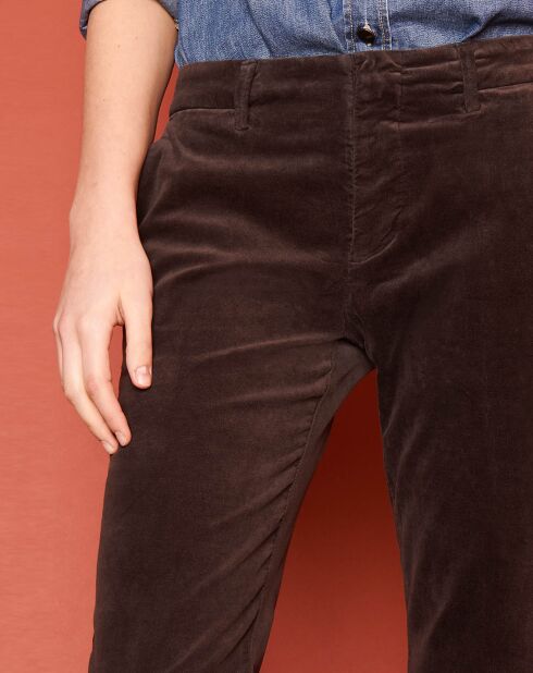 Pantalon Cigarette Lizzy velours carbone