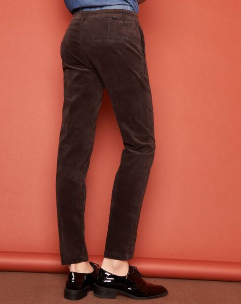 Pantalon Cigarette Lizzy velours carbone