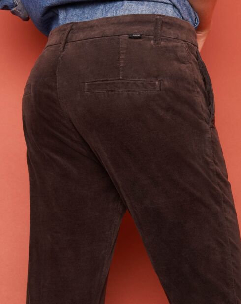 Pantalon Cigarette Lizzy velours carbone