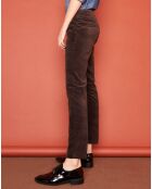 Pantalon Cigarette Lizzy velours carbone