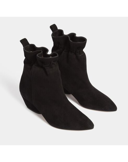 Bottines en Velours de Cuir Pill noires - Talon 5 cm