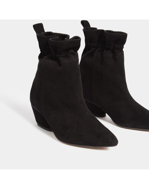 Bottines en Velours de Cuir Pill noires - Talon 5 cm