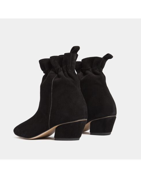 Bottines en Velours de Cuir Pill noires - Talon 5 cm