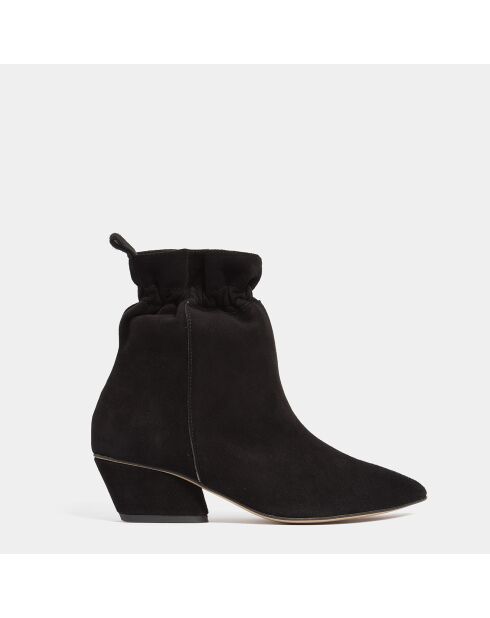 Bottines en Velours de Cuir Pill noires - Talon 5 cm