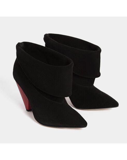 Bottines en Velours de Cuir Zone noires - Talon 9 cm