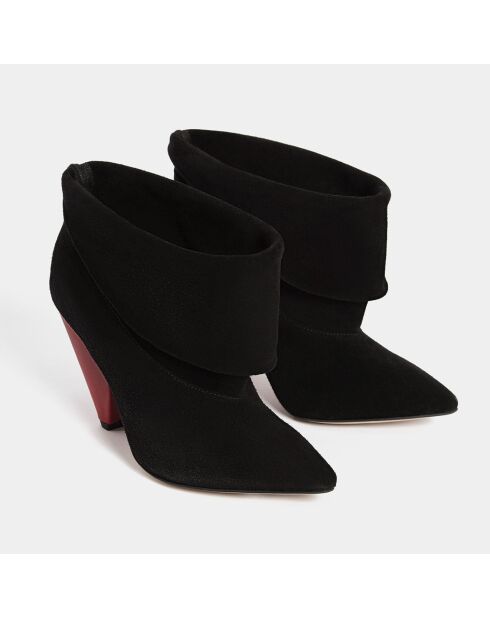 Bottines en Velours de Cuir Zone noires - Talon 9 cm