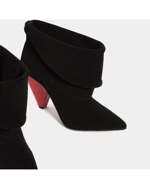 Bottines en Velours de Cuir Zone noires - Talon 9 cm