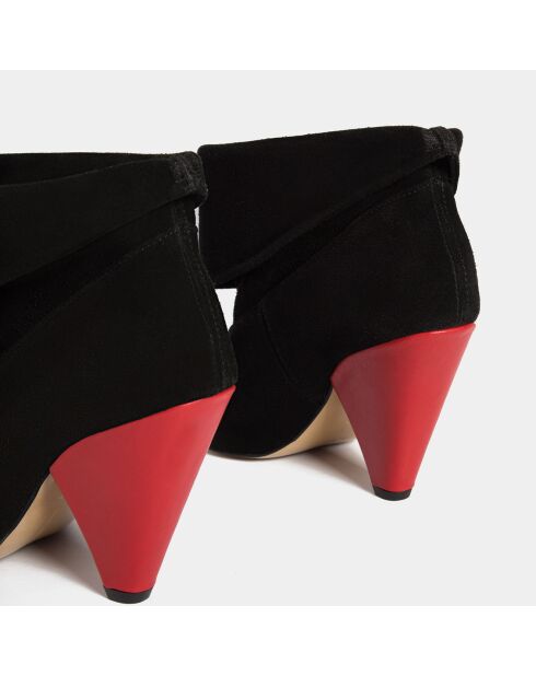Bottines en Velours de Cuir Zone noires - Talon 9 cm