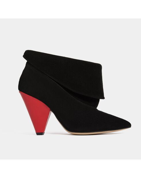 Bottines en Velours de Cuir Zone noires - Talon 9 cm