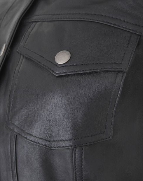 Veste en Cuir d'Agneau Christine noire